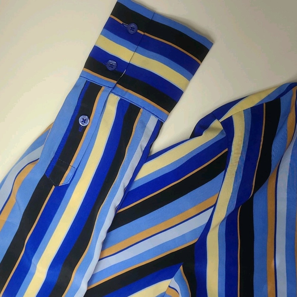 Nine West Women's Button Down Blouse Small Multicolor Striped Long Sleeve. EUC - Picture 5 of 9